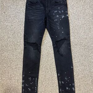 Stylish Black Distressed Men's Jeans Purple brand